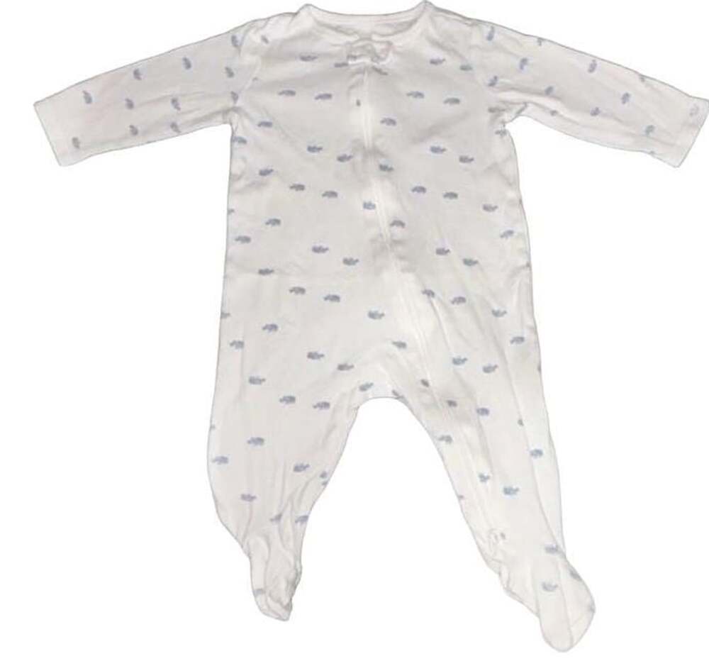 Carter’s Baby White Blue Rhino Footed Sleep N Play Zipper Romper 6M